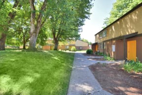 our apartments showcase a beautiful lawn