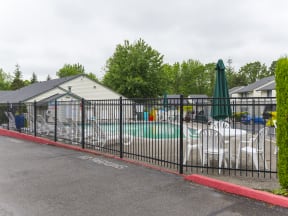 Willow Creek:  a view of the pool area from the parking lot