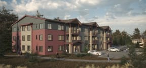 Property artist rendering of buildings with parking