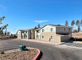 our apartments are located next to a parking lot with a fire hydrant