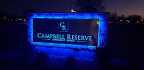 Campbell Reserve Sign at Night Joplin, MO.