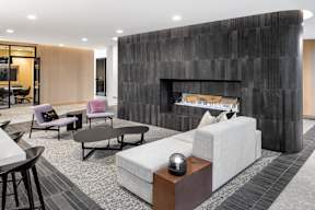 3rd Floor Lounge with kitchen and fireplace