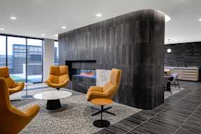 3rd Floor Lounge with kitchen and fireplace