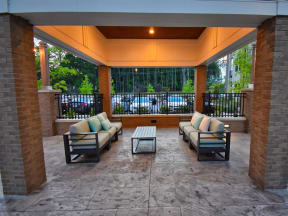 Spacious, Landscaped Patio and Private Courtyard at Pointe at Lake CrabTree in North Carolina Apartments for Rent