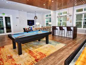 Billiards Table at Pointe at Lake CrabTree Apartment Homes for Rent in Morrisville