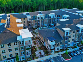 Aerial View of Pointe at Lake CrabTree in North Carolina Apartments