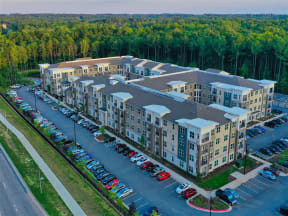 Aerial Exterior View of Pointe at Lake CrabTree in Morrisville, North Carolina Apartment Homes
