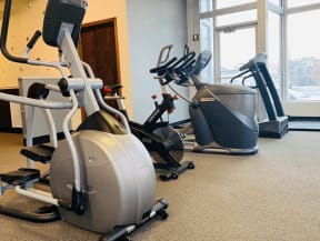 fitness center at apartments 