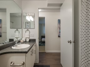 Renovated Bathrooms With Quartz Counters at Edgewater Apartments, Boise, 83703