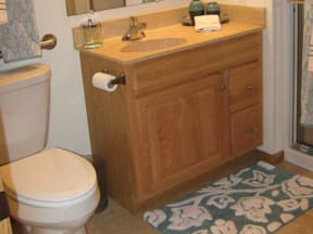 Solid Cultured Marble Bathroom Counter Tops at Highlands at River Crossing Apartments , Winneconne, Wisconsin 