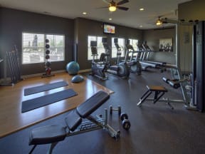 Algonquin Square fitness center with cardio machines and weight equipment