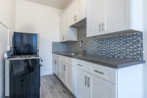 Kitchen with new counters and appliances