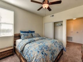Apartment In Chico For Rent - Spacious Bedroom With Ceiling Fan, Large Closet, Window, Central Air, Carpet Flooring