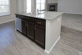 kitchen island, cabinets