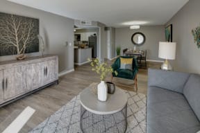 open concept living area with modern furnishings