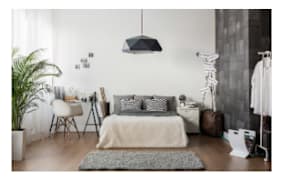 White and gray cozy bedroom