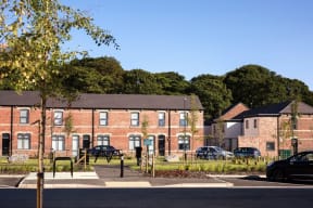 a development of town houses on a street