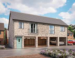 A modern house with a grey roof and a blue door at The Foundry Apartments, Bordon, GU35 9FE