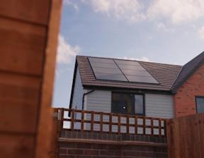 A house with solar panels on the roof at The Woodlands Apartments, Milton Keynes, MK5 6GS