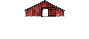 a red barn with a green background and the words red barn ozarks living