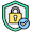 A graphic of a lock within a shield, symbolizing security or protection.