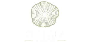 A logo for Chelsea Apartments featuring a fingerprint with a house in the center.