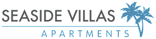 A logo for Seaside Villas Apartments featuring a palm tree.