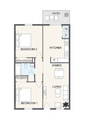 Ashford 2x1 floorplan 800 sq. ft. at Ashford Place Apartments in Kannapolis, 28081