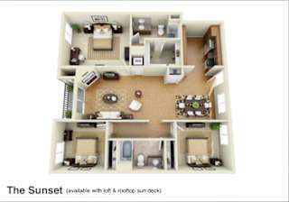 Sunset Floor Plan  at The Verandas, Canoga Park, CA, 91304