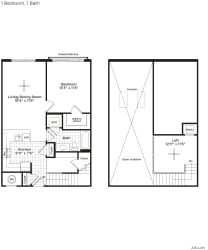 1 bed 1 bath A5al 1 Bed 1 Bath Floor Plan at 800 Carlyle, Alexandria, VA