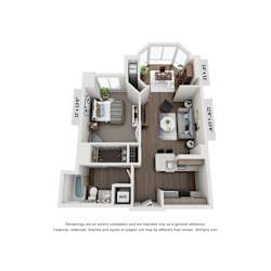 Braddock 1 BR Floor Plan at Lincoln Old Town, Alexandria, 22314