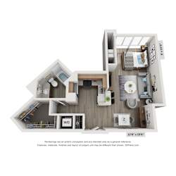 Calvert Studio Floor Plan at Lincoln Old Town, Alexandria, 22314