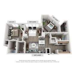 Jefferson 2 BR Floor Plan at Lincoln Old Town, Alexandria, 22314