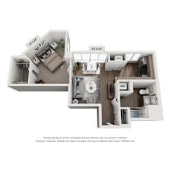 Kensington 1 BR Floor Plan at Lincoln Old Town, Alexandria, 22314