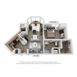 Madison 1 BR Floor Plan at Lincoln Old Town, Alexandria, 22314