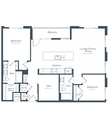 a floor plan of a bedroom apartment at Highgate at the Mile, McLean Virginia