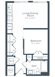 a floor plan of a bedroom apartment at Highgate at the Mile, Virginia, 22102
