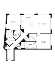 2 bed 2 bathroom C at Coda at Bryant Street, Washington