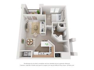 1 Bed 1 Bath Floor Plan at Todd Hollow at Deer Mtn., 84036