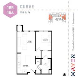 Curve Floorplan at Maven Apartments, Burnsville, MN