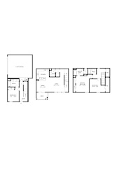 A floor plan of a house with a garage and a separate guest house.
