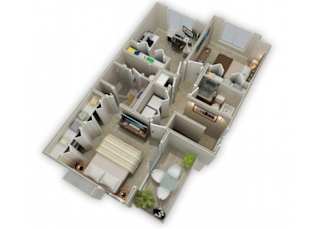 Three Bedroom Townhome floor plan.
