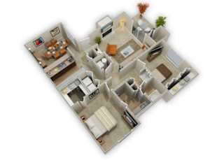 Two Bedroom floor plan.