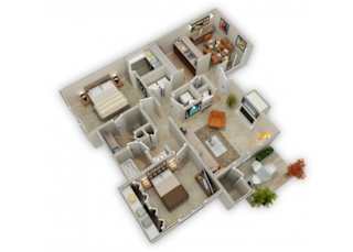 Two Bedroom floor plan.