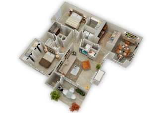 Two Bedroom floor plan.