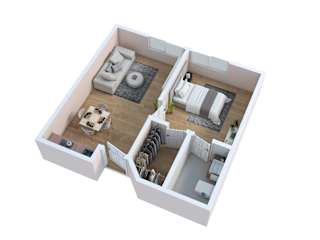 bedroom floor plan an in 3d