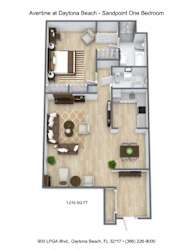 Aventine at Daytona Beach - Sandpoint One Bedroom floor plan.