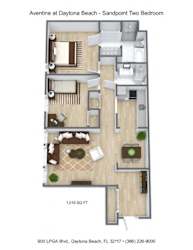 Aventine at Daytona Beach - Sandpoint Two Bedroom floor plan.