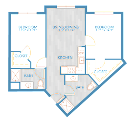 The Residences at Stone Creek in Milton, Washington Two Bedroom Floor Plan