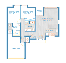 The Residences at Stone Creek in Milton, Washington Two Bedroom Floor Plan